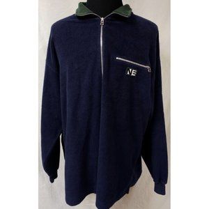 Vtg Nautica Outdoor Expedition Mens XL Naby Blue 1/4 Zip Fleece Logo Jacket